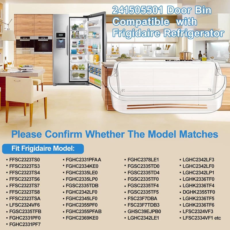 Alvar UPGRADED 241505501 Refrigerator Door Bin Compatible with Frigidaire Door Shelf Replacement Parts 241505503 FFSC2323TSA FFSC2323TS0 LFSC2324VF6 FGSC2335TFB FGSC2335TF0 LGHK2336TF0 LGHC2342LE Door Bin - Image 4